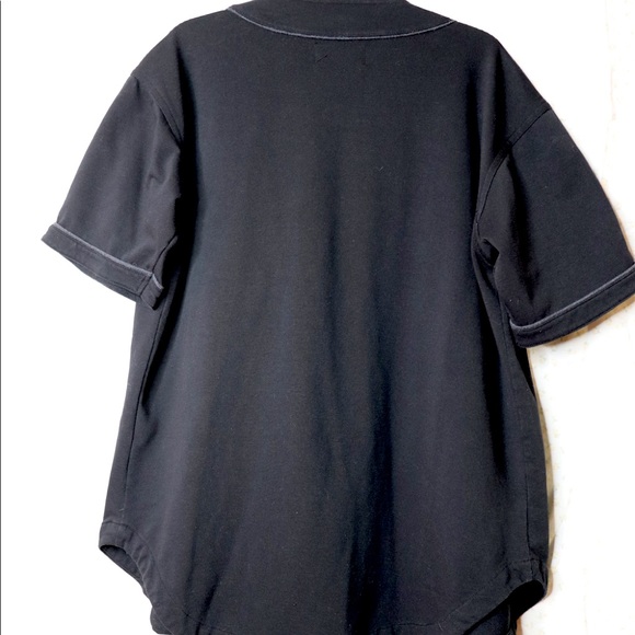 Black Baseball-Style Button-Up Shirt - Picture 2 of 4